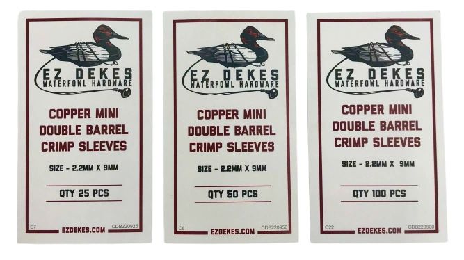 Copper MINI Double Barrel Crimp Sleeves - Size 2.2mm x 9mm - CLEARANCE