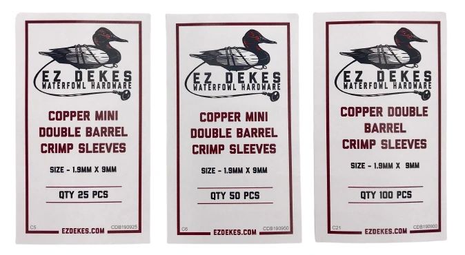 Copper MINI Double Barrel Crimp Sleeves - Size 1.9mm x 9mm - CLEARANCE