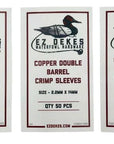 Copper Double Barrel Crimp Sleeves - Size 2.2mm x 14mm
